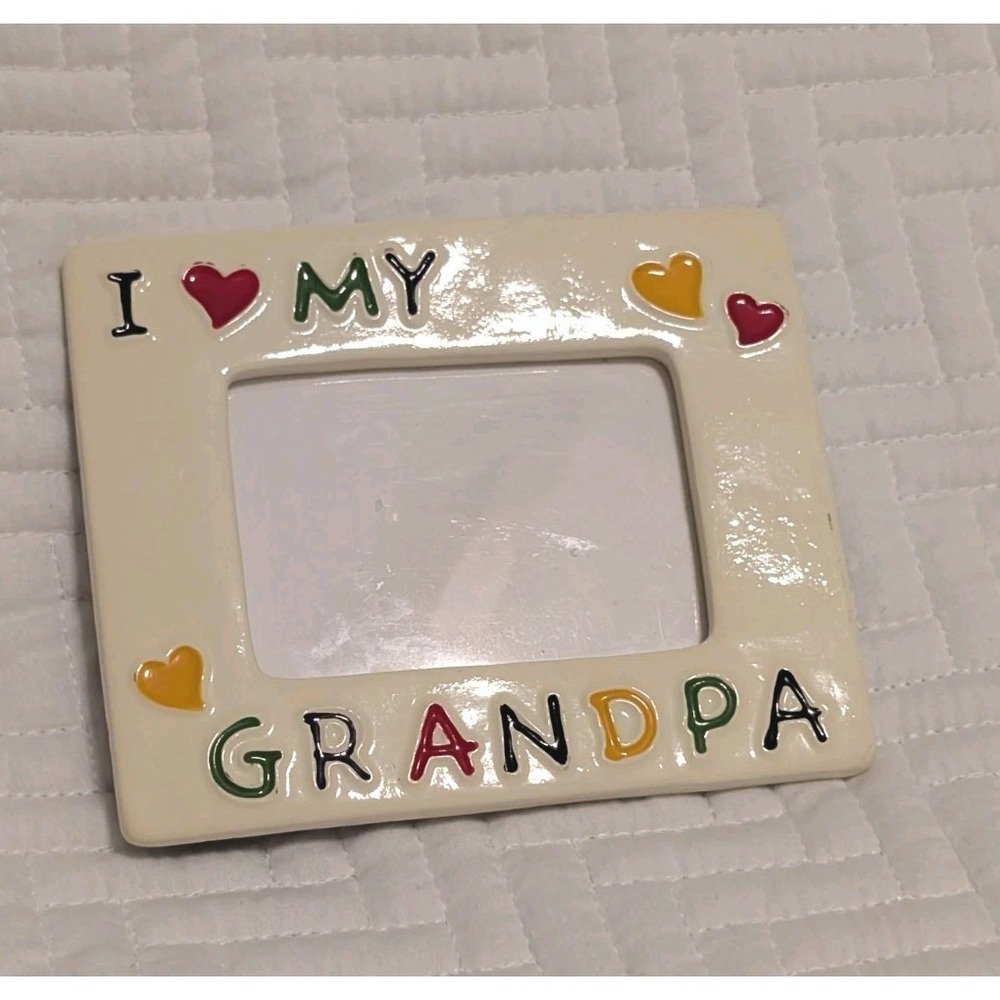 Vtg. I Love My Grandpa Picture Frame 5x4 Colorful Hearts Gift Grandfather - Picture 1 of 5